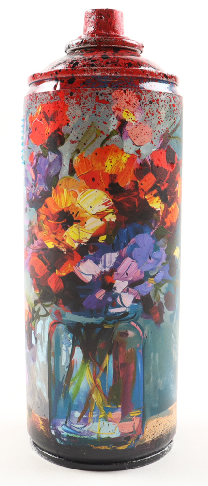 "Scarlet Bloom Jar" Original Spray Can Art by Tadas Zaicikas | TedyZet (Zaicikas) at PristineAuction.com "Scarlet Bloom Jar" Original Spray Can Art by Tadas Zaicikas | TedyZet (Zaicikas) at PristineAuction.com