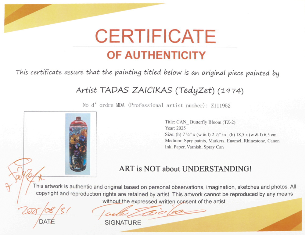 "Butterfly Bloom" Original Spray Can Art by Tadas Zaicikas | TedyZet (Zaicikas) at PristineAuction.com "Butterfly Bloom" Original Spray Can Art by Tadas Zaicikas | TedyZet (Zaicikas) at PristineAuction.com