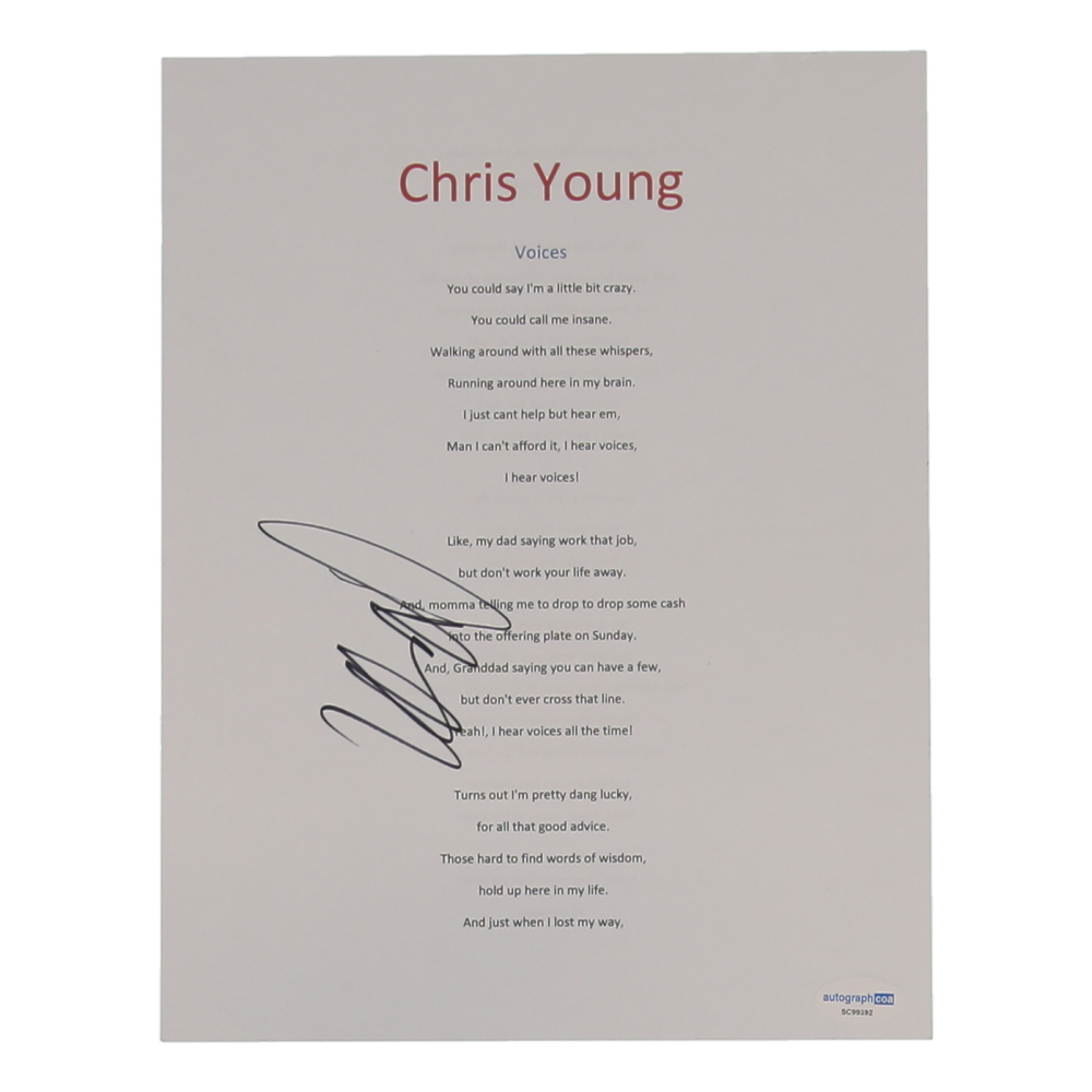 Chris Young Signed "Voices" 8x10 Music Sheet (AutographCOA) at PristineAuction.com