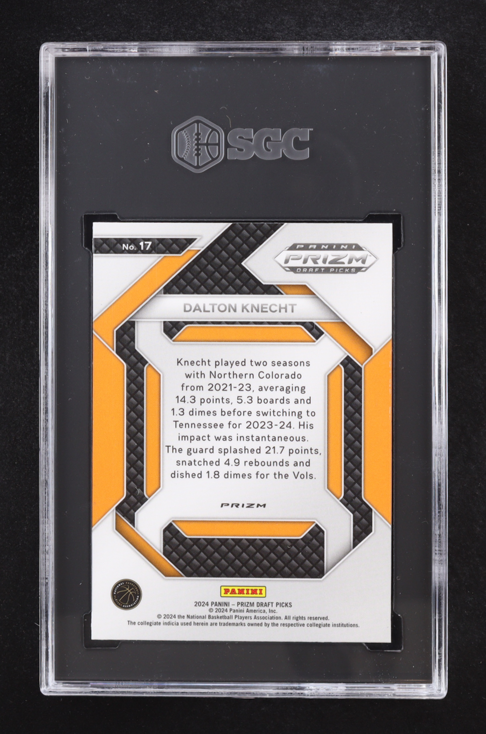 Dalton Knecht 2024-25 Panini Prizm Draft Picks New Recruits Prizms Silver #17 RC (SGC 9.5) at PristineAuction.com Dalton Knecht 2024-25 Panini Prizm Draft Picks New Recruits Prizms Silver #17 RC (SGC 9.5) at PristineAuction.com