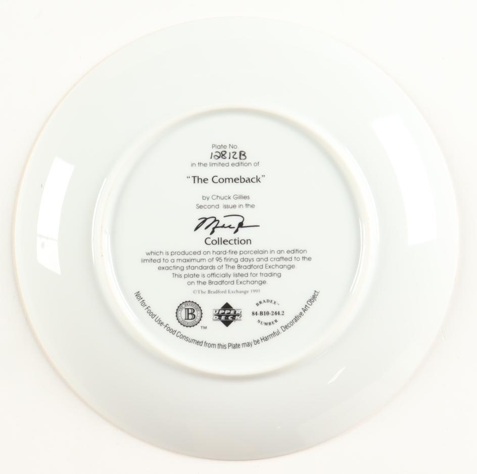 "Michael Jordan: The Comeback" The Bradford Exchange & Upper Deck 8" Commemorative Ceramic Plate at PristineAuction.com "Michael Jordan: The Comeback" The Bradford Exchange & Upper Deck 8" Commemorative Ceramic Plate at PristineAuction.com