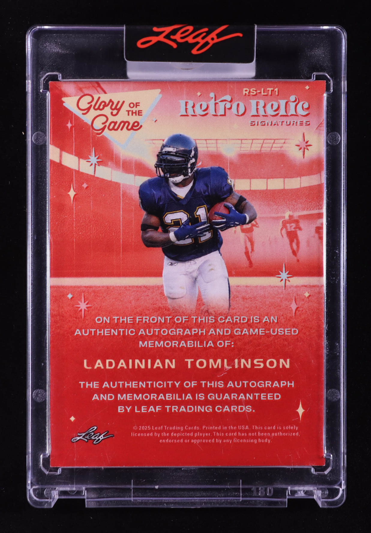 LaDainian Tomlinson 2025 Leaf Glory of the Game Retro Relic Signatures Crystal Rainbow #RSLT1 #3/7 at PristineAuction.com LaDainian Tomlinson 2025 Leaf Glory of the Game Retro Relic Signatures Crystal Rainbow #RSLT1 #3/7 at PristineAuction.com
