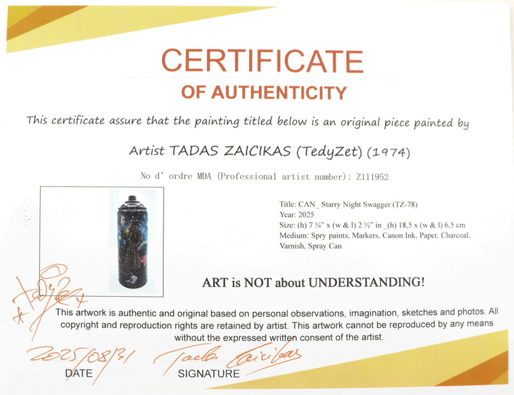 "Starry Night Swagger" Original Spray Can Art by Tadas Zaicikas | TedyZet (Zaicikas) at PristineAuction.com "Starry Night Swagger" Original Spray Can Art by Tadas Zaicikas | TedyZet (Zaicikas) at PristineAuction.com