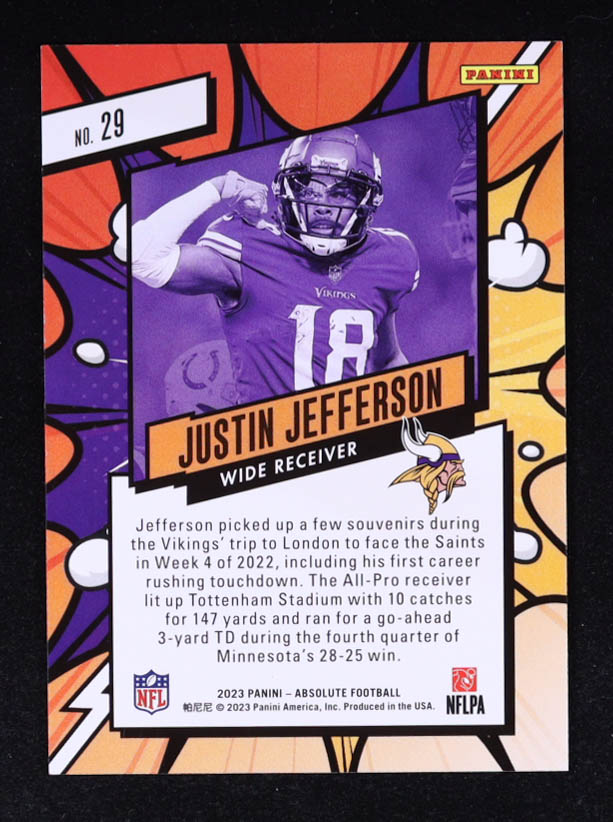 Justin Jefferson 2023 Absolute Explosive #29 at PristineAuction.com Justin Jefferson 2023 Absolute Explosive #29 at PristineAuction.com