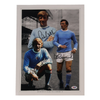 Colin Bell, Francis Lee & Mike Summerbee Signed Manchester City 12x16 Photo (PSA) at PristineAuction.com