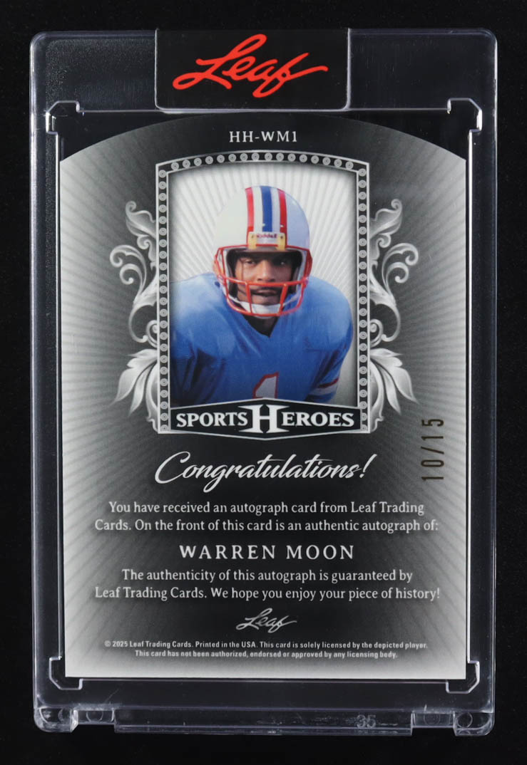 Warren Moon 2025 Leaf Sport Heroes Hall Heroes Autographs #HH-WM1 #10/15 at PristineAuction.com Warren Moon 2025 Leaf Sport Heroes Hall Heroes Autographs #HH-WM1 #10/15 at PristineAuction.com