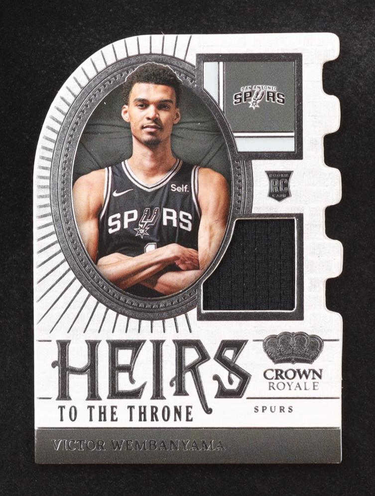 Victor Wembanyama 2023-24 Crown Royale Heirs to the Throne Jerseys #9 RC at PristineAuction.com Victor Wembanyama 2023-24 Crown Royale Heirs to the Throne Jerseys #9 RC at PristineAuction.com
