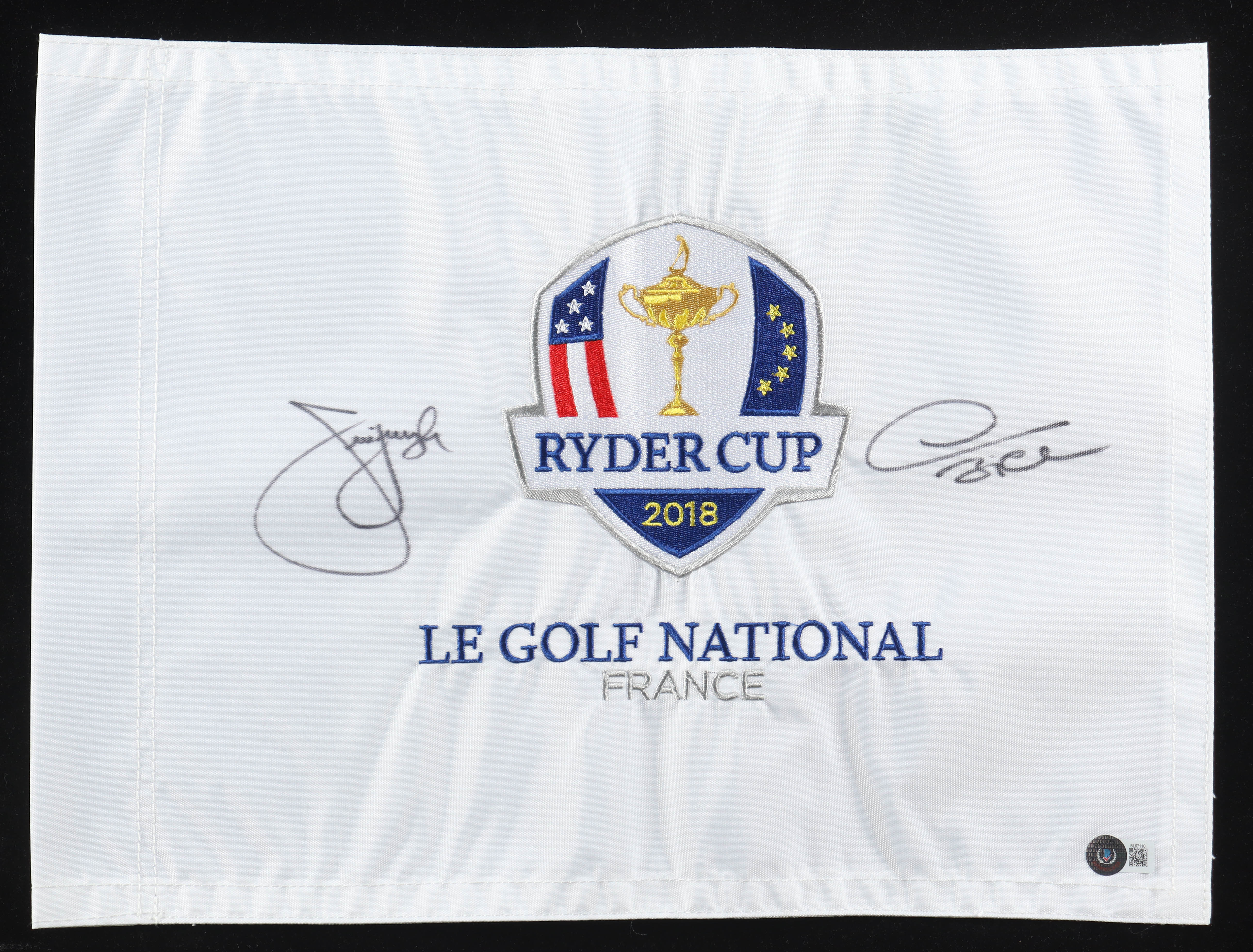 Thomas Bjorn & Jim Furyk Signed 2018 Ryder Cup Golf Pin Flag (Beckett) at PristineAuction.com Thomas Bjorn & Jim Furyk Signed 2018 Ryder Cup Golf Pin Flag (Beckett) at PristineAuction.com