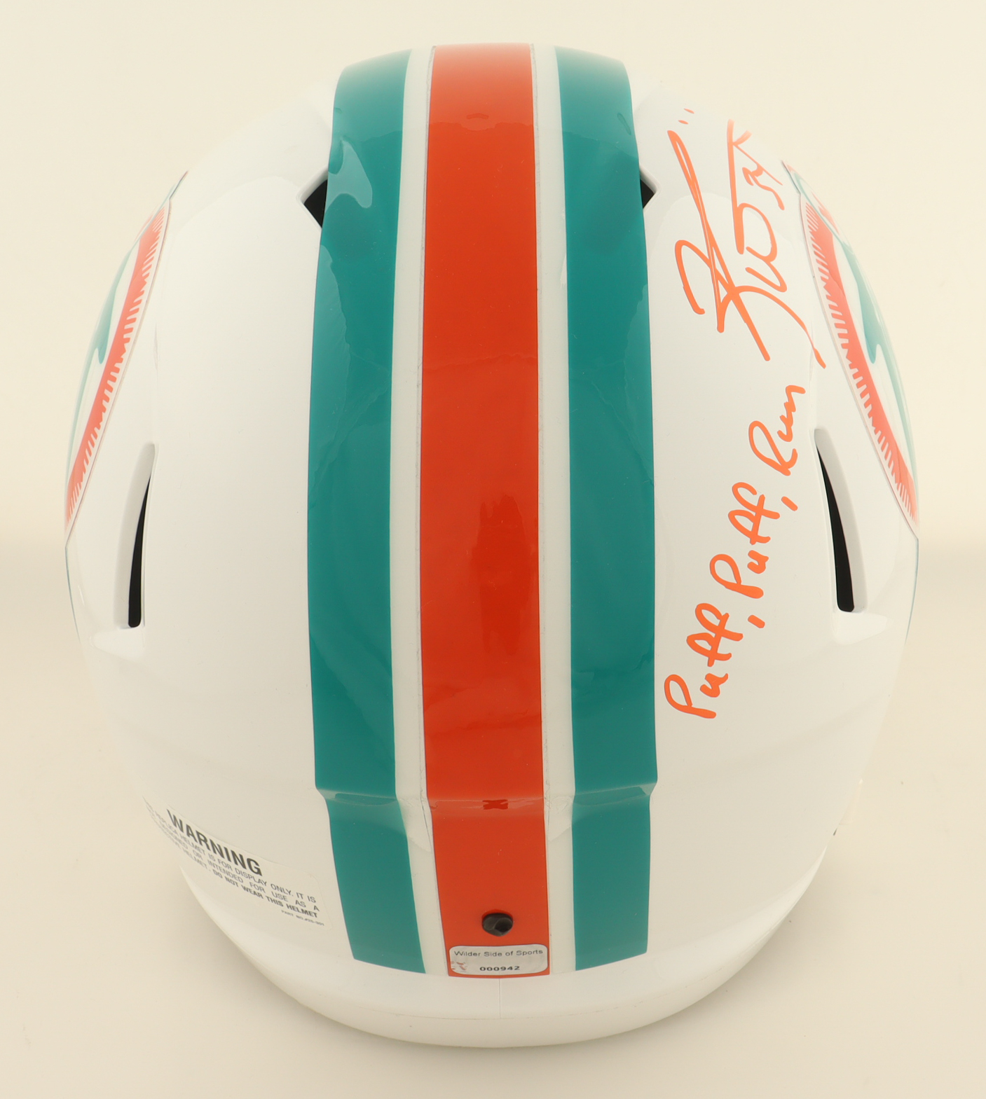 Ricky Williams Signed Dolphins Throwback Alternate Full-Size Speed Helmet with Extensive Inscription (Wilder) at PristineAuction.com Ricky Williams Signed Dolphins Throwback Alternate Full-Size Speed Helmet with Extensive Inscription (Wilder) at PristineAuction.com