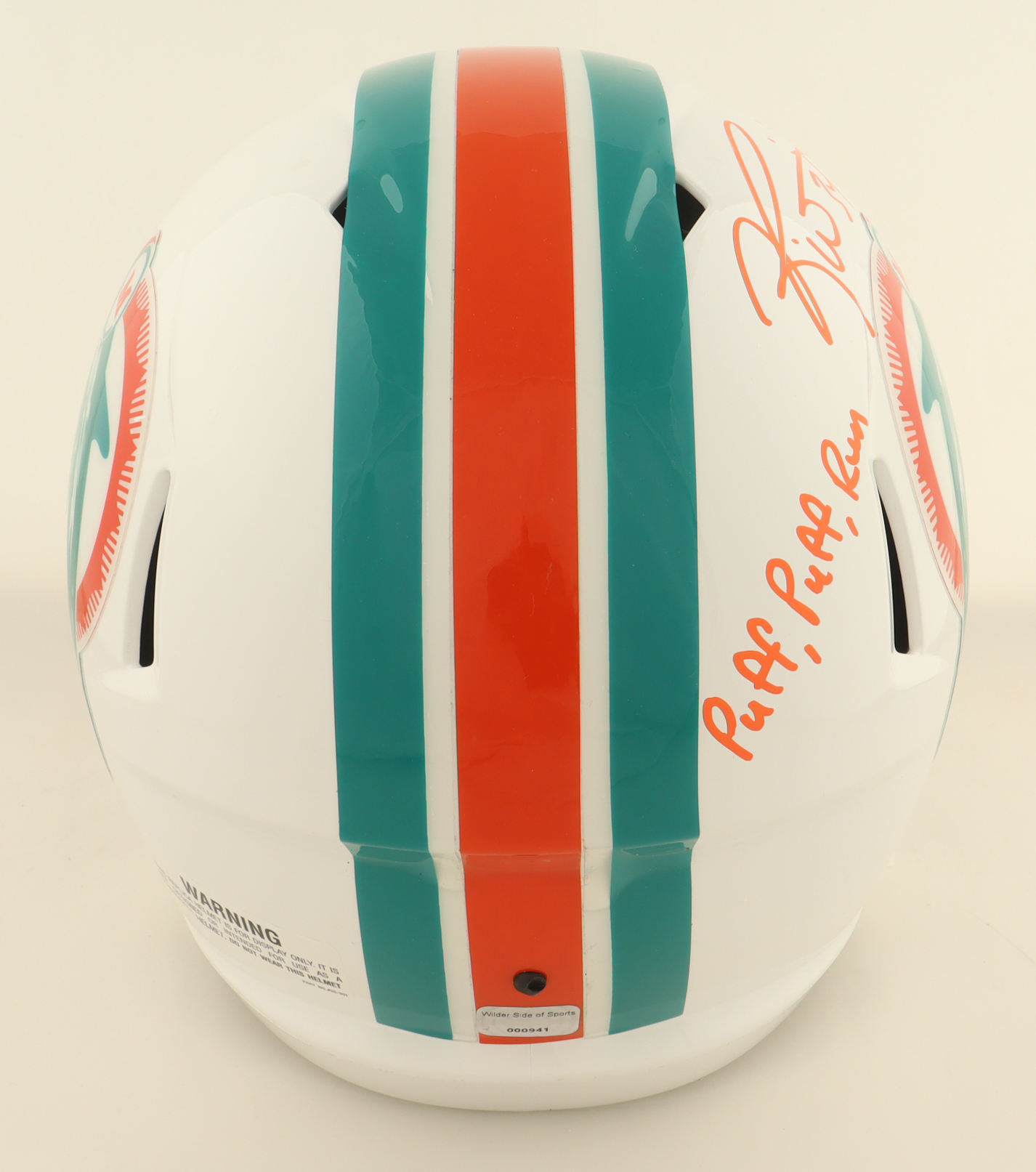 Ricky Williams Signed Dolphins Throwback Alternate Full-Size Speed Helmet with Extensive Inscription (Wilder) at PristineAuction.com Ricky Williams Signed Dolphins Throwback Alternate Full-Size Speed Helmet with Extensive Inscription (Wilder) at PristineAuction.com