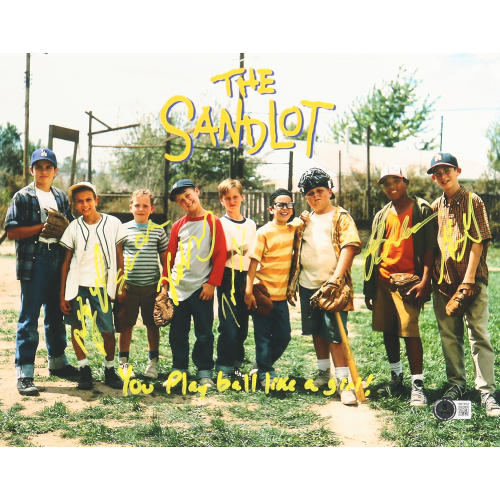 "The Sandlot" 11x14 Photo Signed by (6) with Tom Guiry, Shan Obedzinski, Marty York, Grant Gelt Inscribed "You Play Ball Like a Girl!" (Beckett) at PristineAuction.com