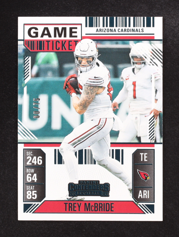 Trey McBride 2024 Panini Contenders Game Ticket Teal #1 #60/75 at PristineAuction.com Trey McBride 2024 Panini Contenders Game Ticket Teal #1 #60/75 at PristineAuction.com
