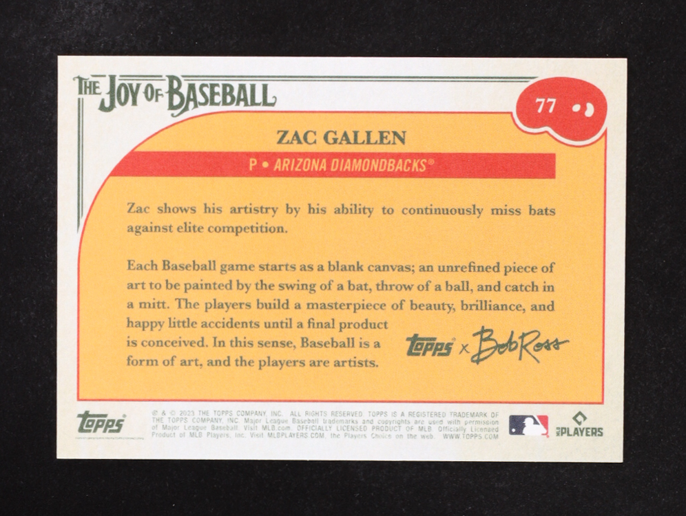 Zac Gallen 2023 Topps The Joy Of Baseball #77 at PristineAuction.com Zac Gallen 2023 Topps The Joy Of Baseball #77 at PristineAuction.com