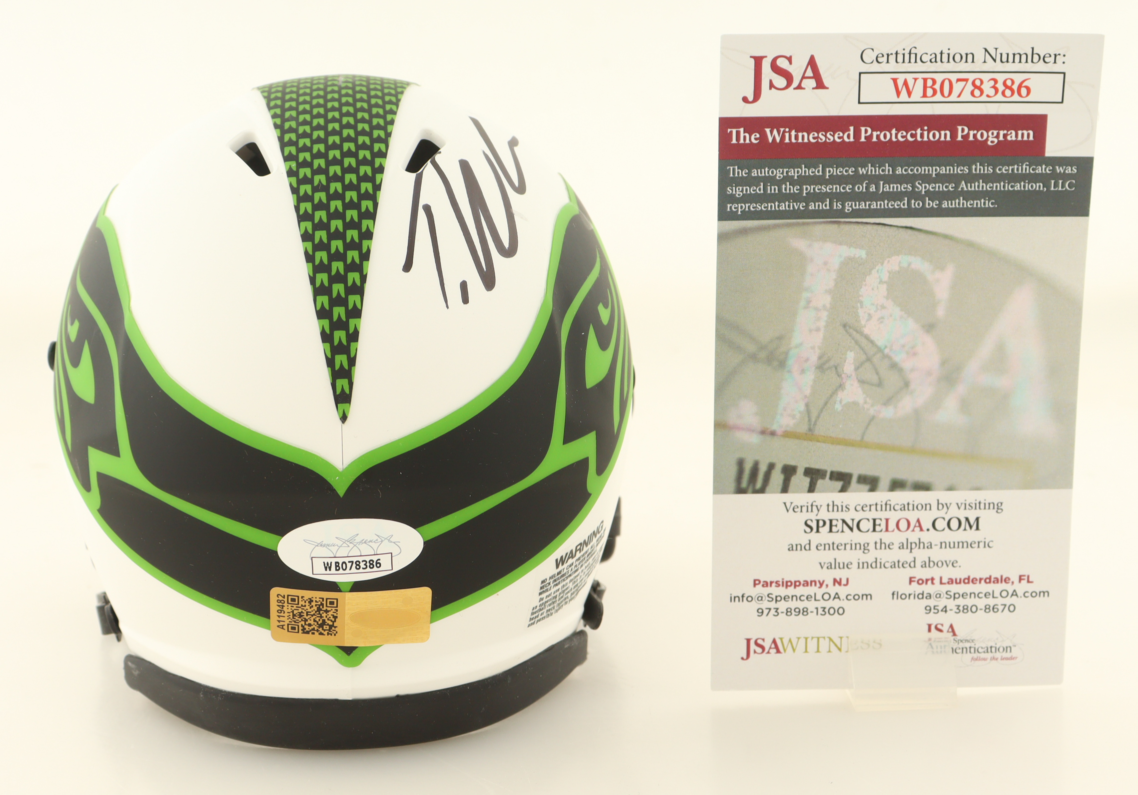 Tariq "Riq" Woolen Signed Seahawks Lunar Eclipse Alternate Speed Mini Helmet (JSA & PIA) at PristineAuction.com Tariq "Riq" Woolen Signed Seahawks Lunar Eclipse Alternate Speed Mini Helmet (JSA & PIA) at PristineAuction.com