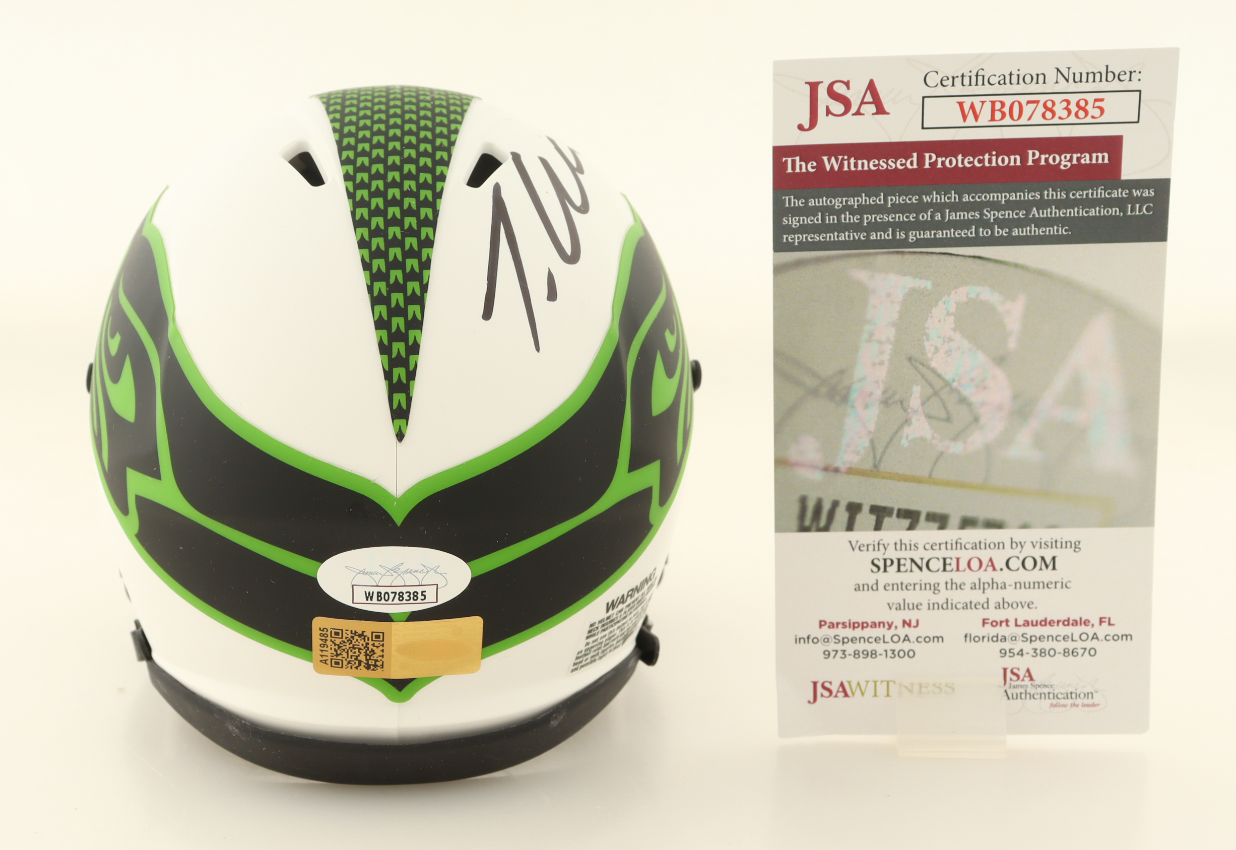 Tariq "Riq" Woolen Signed Seahawks Lunar Eclipse Alternate Speed Mini Helmet (JSA & PIA) at PristineAuction.com Tariq "Riq" Woolen Signed Seahawks Lunar Eclipse Alternate Speed Mini Helmet (JSA & PIA) at PristineAuction.com