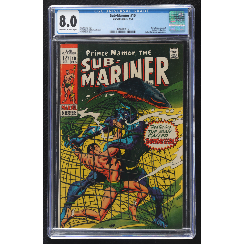 1969 "Sub-Mariner" #10 Marvel Comic Book (CGC 8.0) at PristineAuction.com