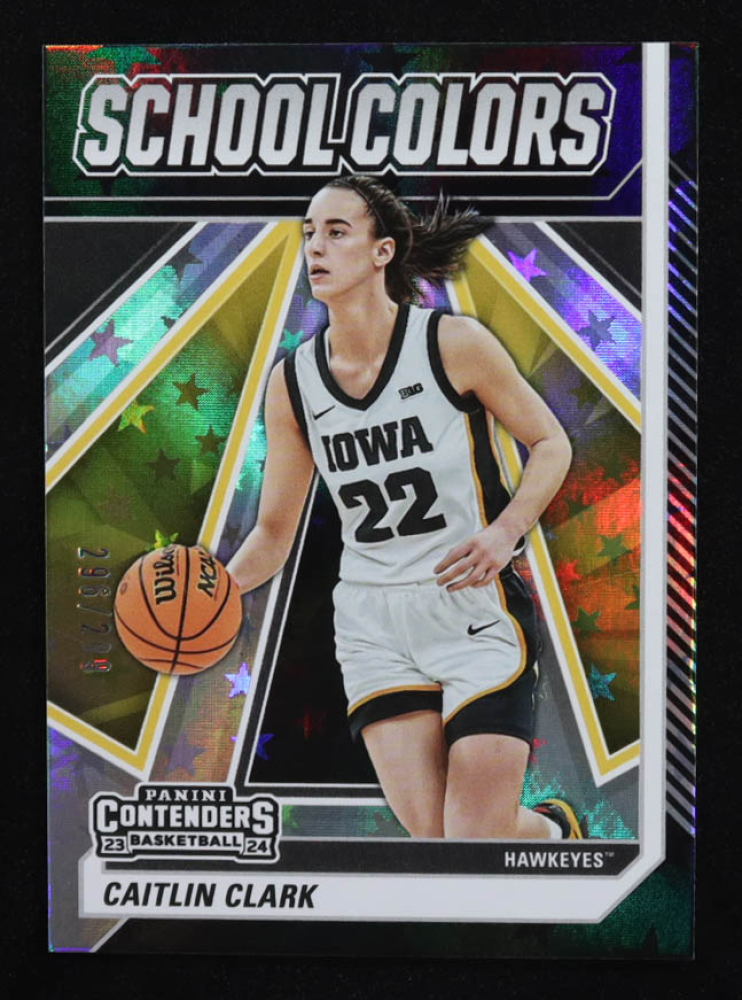 Caitlin Clark 2024 Panini Caitlin Clark Collection Contenders School Colors Pointed Stars #SC2 #296/299 RC