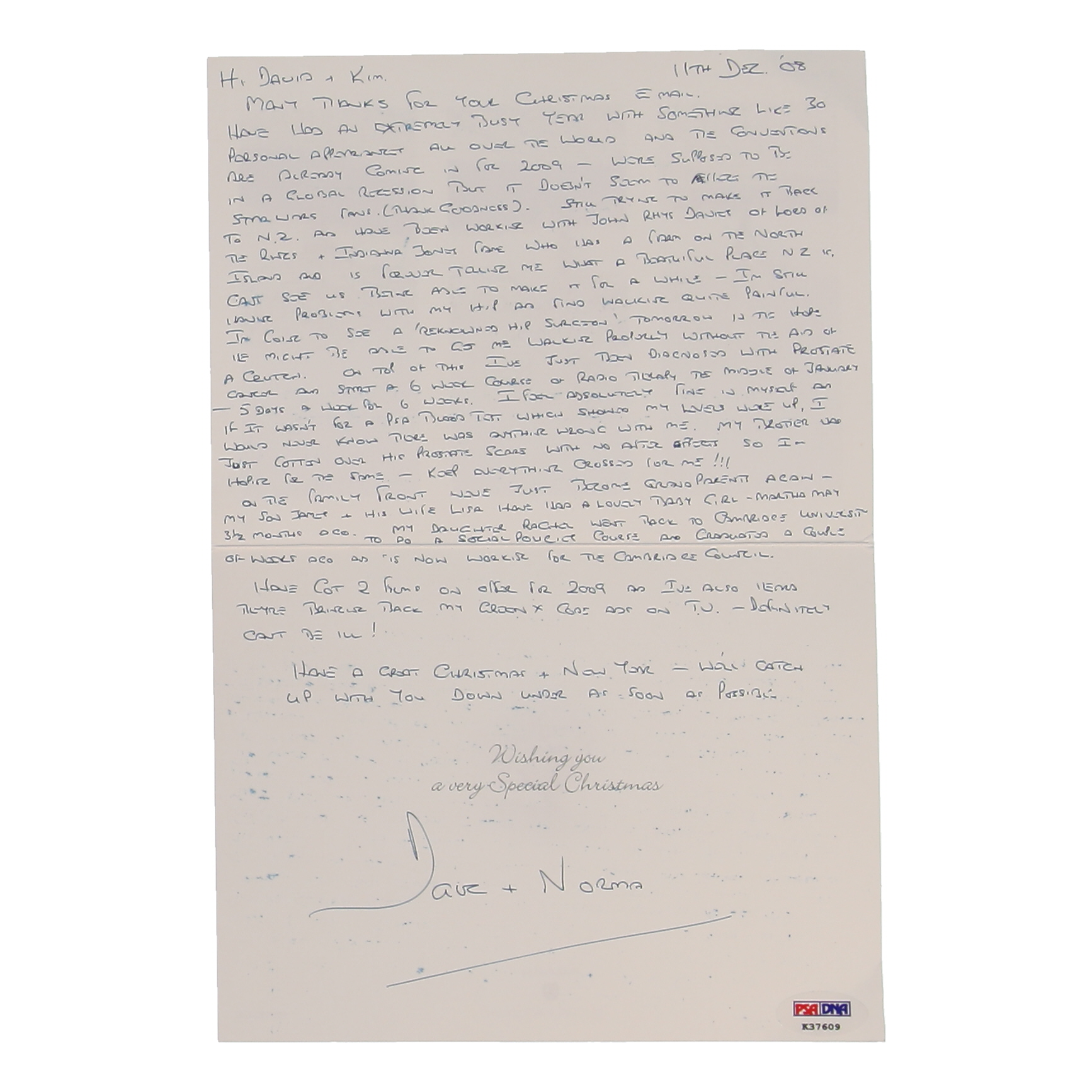 David Prowse Signed 8x10 Hand-Written Letter (PSA) at PristineAuction.com David Prowse Signed 8x10 Hand-Written Letter (PSA) at PristineAuction.com