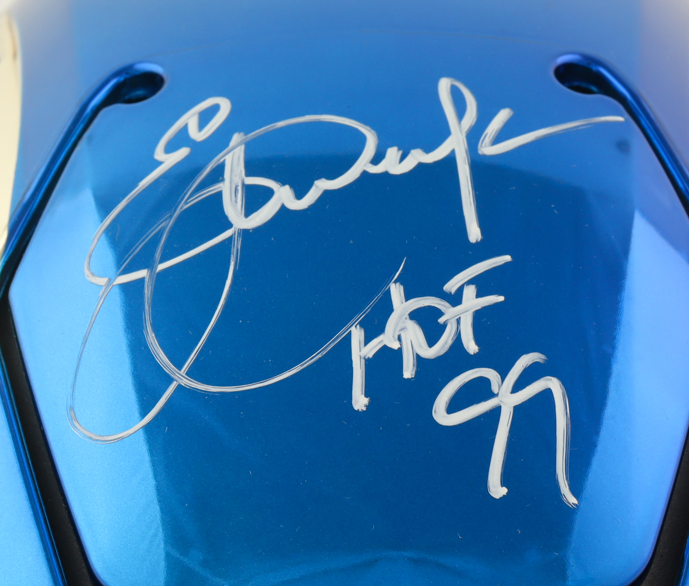 Eric Dickerson Signed Rams Full-Size Authentic On-Field Chrome Custom Speedflex Helmet with Visor Inscribed "HOF 99" (Beckett) at PristineAuction.com Eric Dickerson Signed Rams Full-Size Authentic On-Field Chrome Custom Speedflex Helmet with Visor Inscribed "HOF 99" (Beckett) at PristineAuction.com