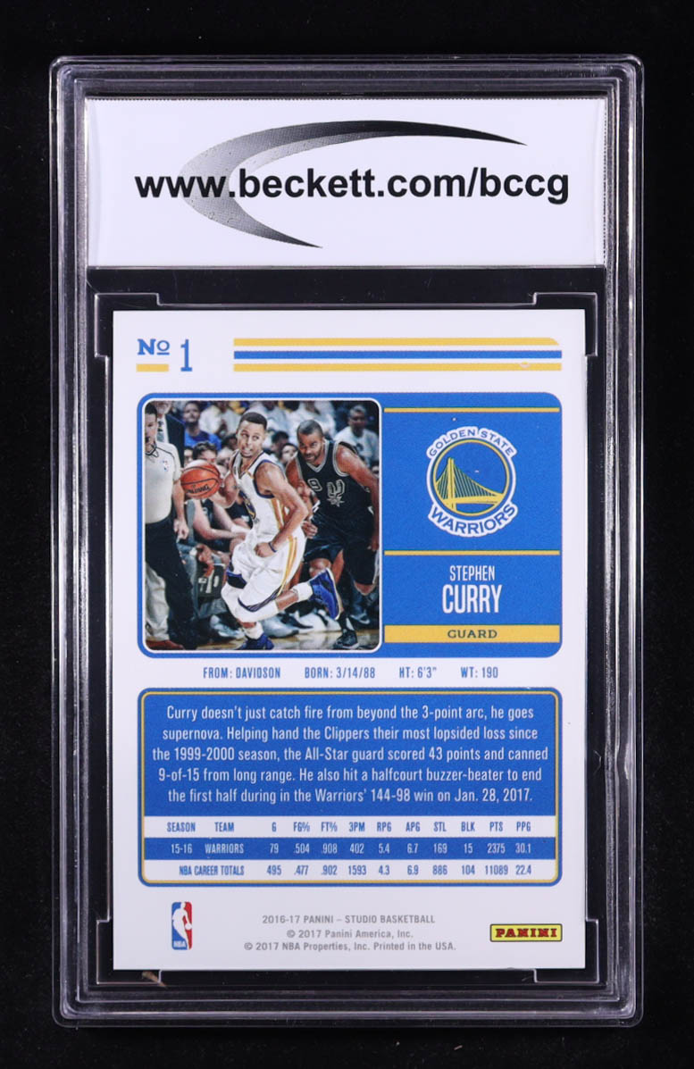 Stephen Curry 2016-17 Studio #1 (BCCG 10) at PristineAuction.com Stephen Curry 2016-17 Studio #1 (BCCG 10) at PristineAuction.com