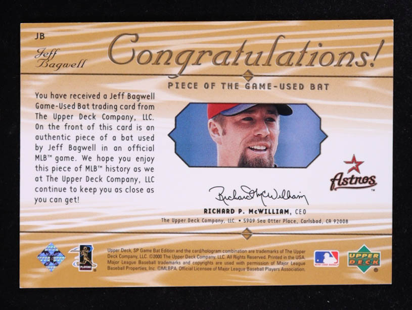 Jeff Bagwell 2001 SP Game Bat Edition Piece of the Game #JB at PristineAuction.com Jeff Bagwell 2001 SP Game Bat Edition Piece of the Game #JB at PristineAuction.com
