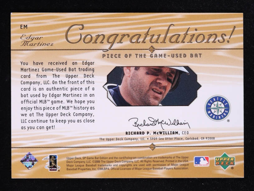 Edgar Martinez 2001 SP Game Bat Edition Piece of the Game #EM at PristineAuction.com Edgar Martinez 2001 SP Game Bat Edition Piece of the Game #EM at PristineAuction.com