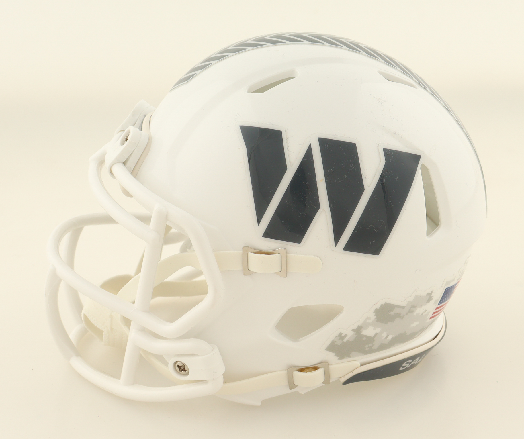 Joe Theismann Signed Commanders Salute To Service Alternate Speed Mini Helmet Inscribed "83 MVP" (Beckett) at PristineAuction.com Joe Theismann Signed Commanders Salute To Service Alternate Speed Mini Helmet Inscribed "83 MVP" (Beckett) at PristineAuction.com