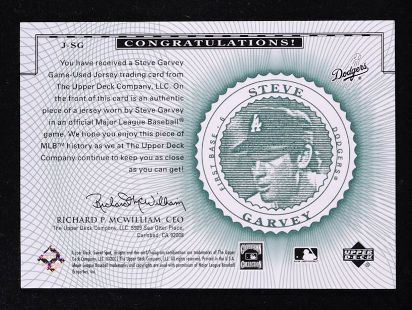 Steve Garvey 2002 Sweet Spot Classics Game Jersey #JSG at PristineAuction.com Steve Garvey 2002 Sweet Spot Classics Game Jersey #JSG at PristineAuction.com