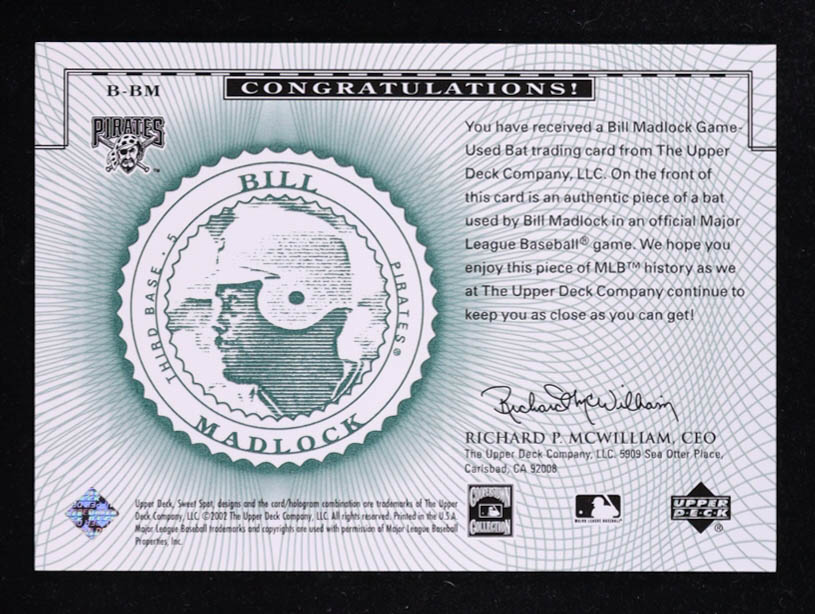 Bill Madlock 2002 Sweet Spot Classics Game Bat #BBM at PristineAuction.com Bill Madlock 2002 Sweet Spot Classics Game Bat #BBM at PristineAuction.com