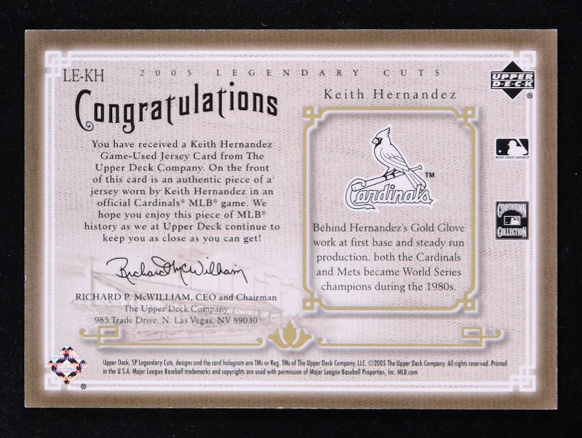 Keith Hernandez 2005 SP Legendary Cuts Legendary Lineage Material Jsy #KH at PristineAuction.com Keith Hernandez 2005 SP Legendary Cuts Legendary Lineage Material Jsy #KH at PristineAuction.com