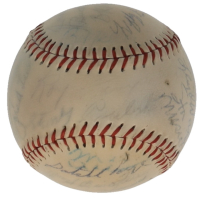 '70s Baseball Hall-of-Famers Little League Baseball Signed by (26) with Mickey Mantle, Bob Feller, Jocko Conlan, Buck Leonard (PSA) at PristineAuction.com