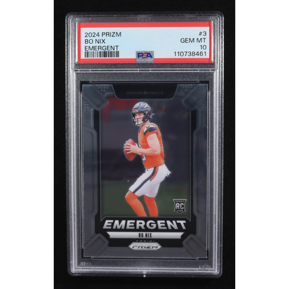 Bo Nix 2024 Panini Prizm Emergent #3 RC (PSA 10) at PristineAuction.com