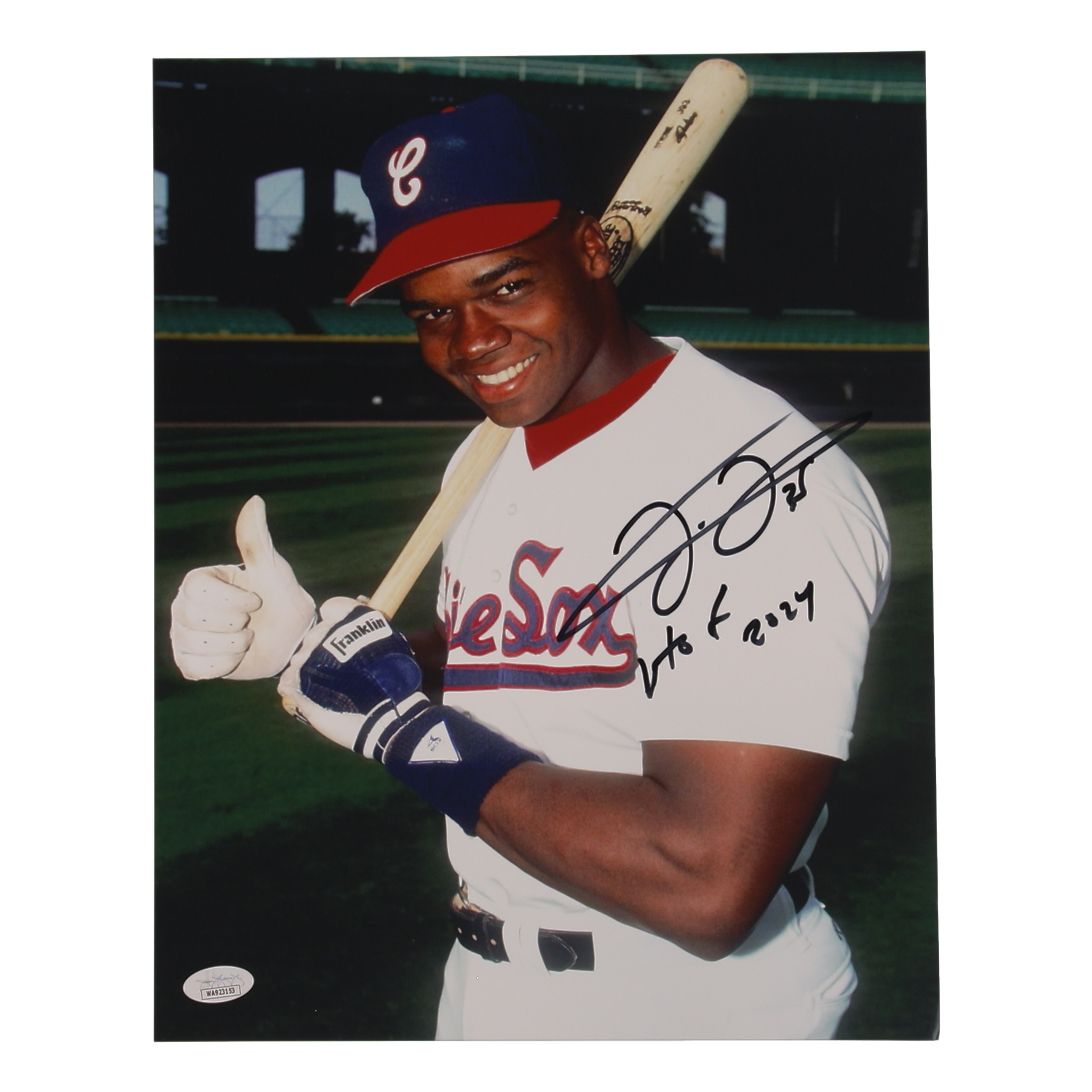 Frank Thomas Signed White Sox 11x14 Photo Inscribed "HOF 2024" (JSA) at PristineAuction.com Frank Thomas Signed White Sox 11x14 Photo Inscribed "HOF 2024" (JSA) at PristineAuction.com