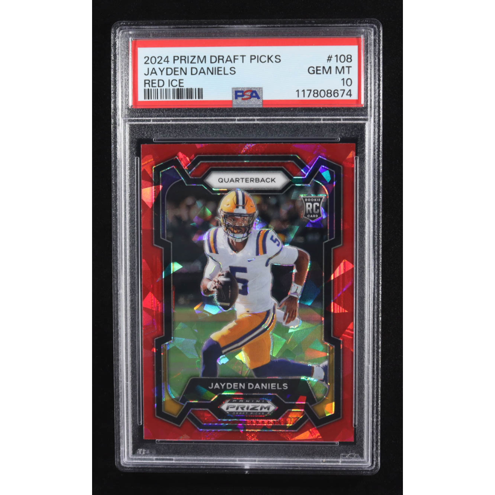 Jayden Daniels 2024 Panini Prizm Draft Picks Prizms Red Ice #108 RC (PSA 10) at PristineAuction.com