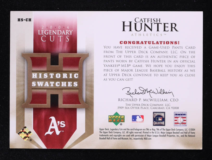 Catfish Hunter 2004 SP Legendary Cuts Historic Swatches Pants #CH at PristineAuction.com Catfish Hunter 2004 SP Legendary Cuts Historic Swatches Pants #CH at PristineAuction.com