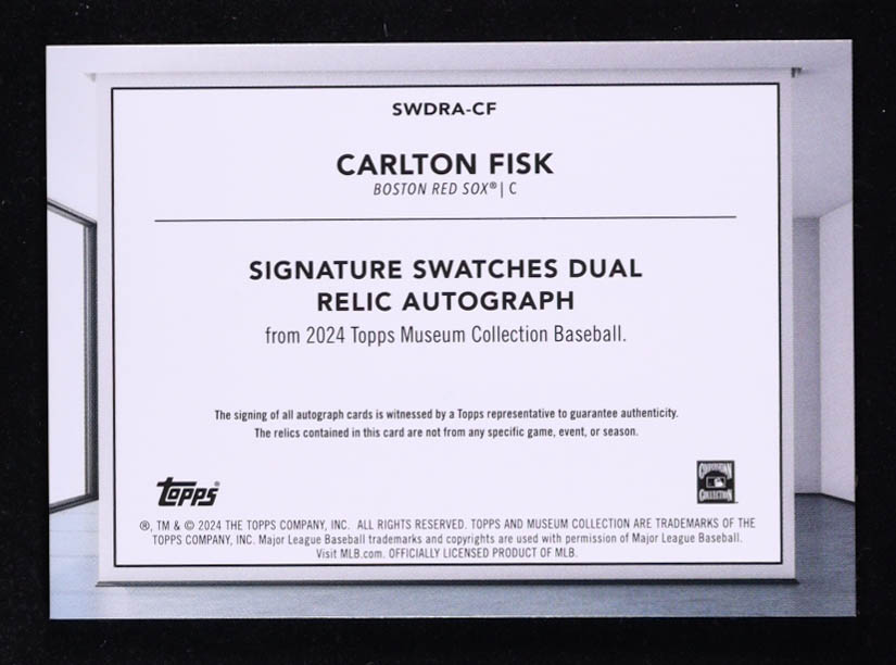 Carlton Fisk 2024 Topps Museum Collection Signature Swatches Dual Relic Autographs Pink #SWDRACF #81/99 at PristineAuction.com Carlton Fisk 2024 Topps Museum Collection Signature Swatches Dual Relic Autographs Pink #SWDRACF #81/99 at PristineAuction.com