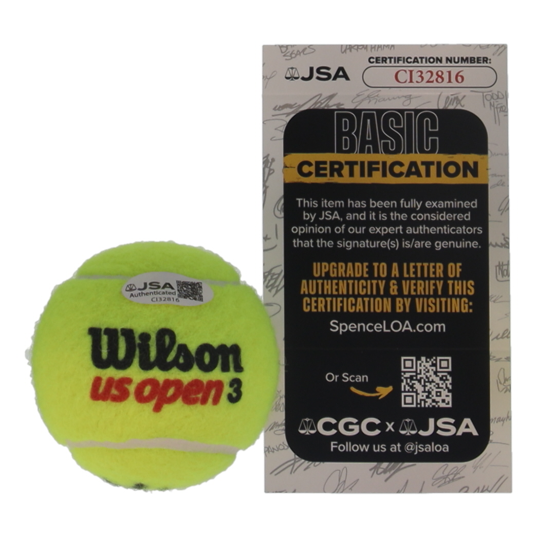 Jakub Menšík Signed Tennis Ball (JSA) at PristineAuction.com Jakub Menšík Signed Tennis Ball (JSA) at PristineAuction.com