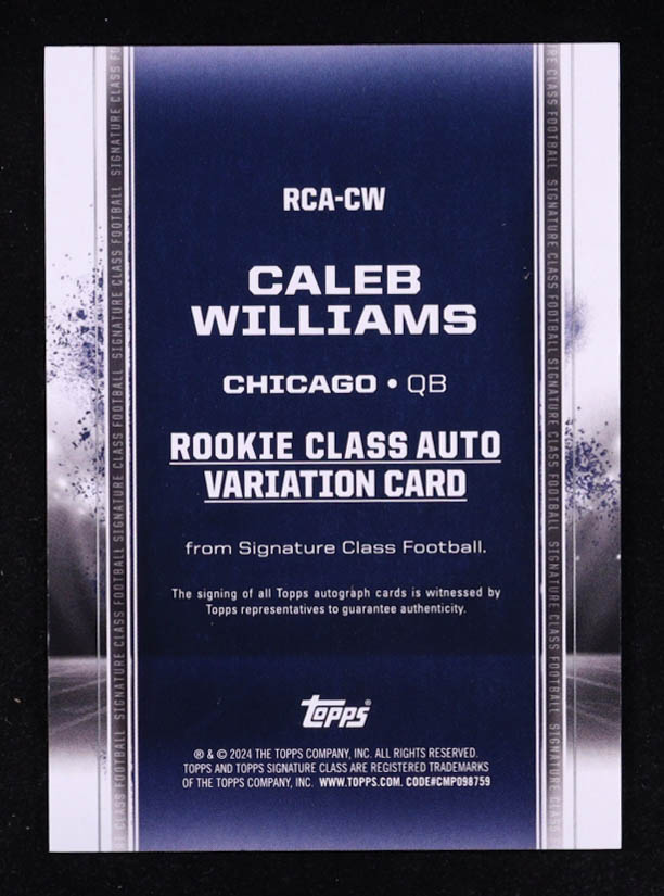 Caleb Williams 2024 Topps Signature Class Rookie Autographs Teal CLASS #RCA-CW #211/225 RC at PristineAuction.com Caleb Williams 2024 Topps Signature Class Rookie Autographs Teal CLASS #RCA-CW #211/225 RC at PristineAuction.com