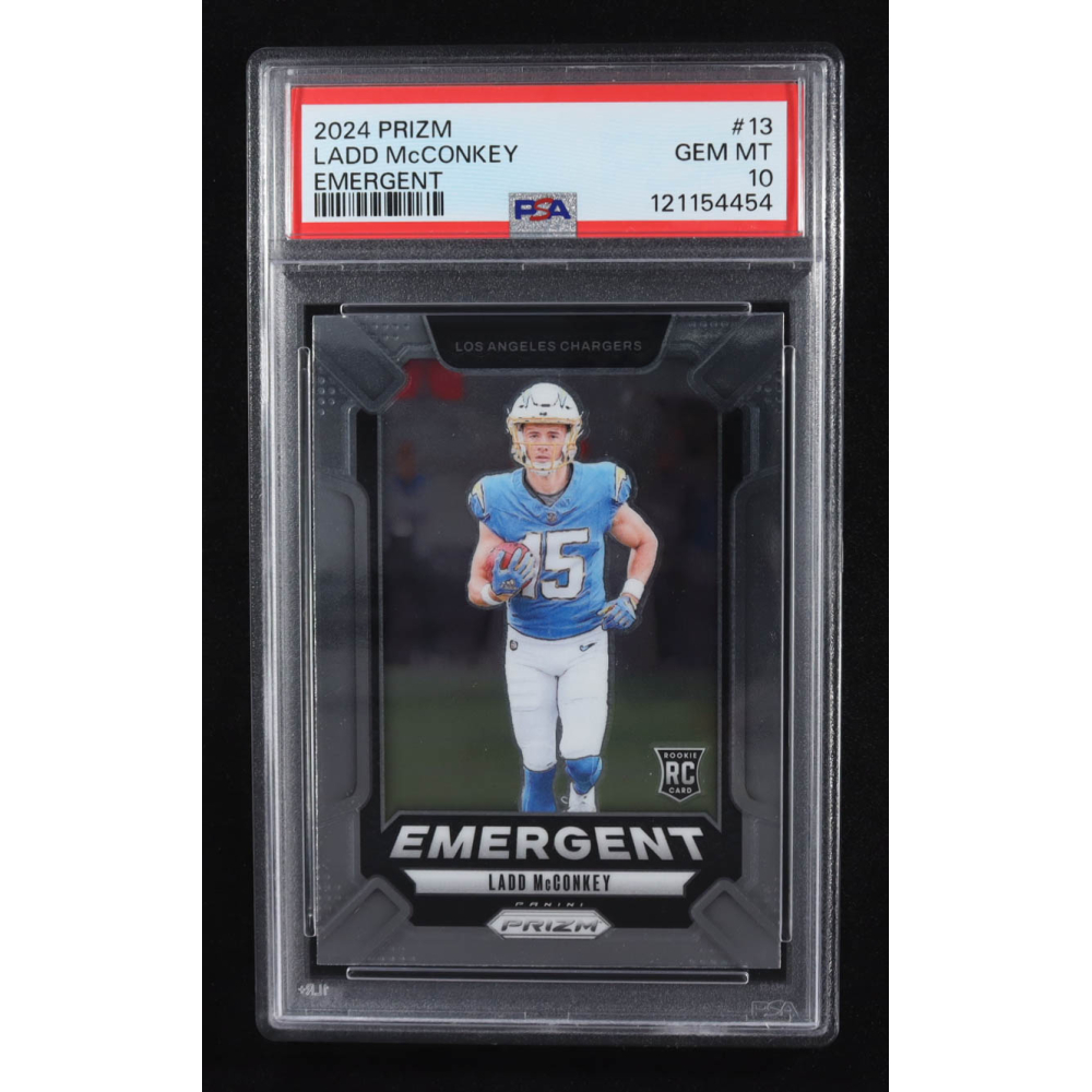 Ladd McConkey 2024 Prizm Emergent #13 RC (PSA 10) at PristineAuction.com