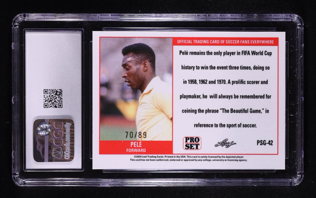 Pele 2023 Leaf Web Exclusives Pro Set Red #PSG42 #70/89 (CGC 10) at PristineAuction.com Pele 2023 Leaf Web Exclusives Pro Set Red #PSG42 #70/89 (CGC 10) at PristineAuction.com