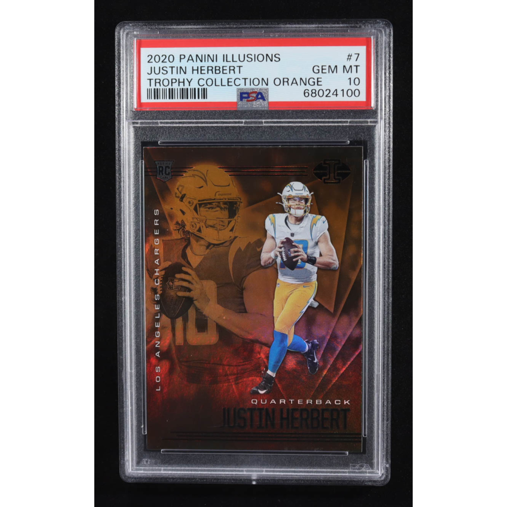 Justin Herbert 2020 Panini Illusions Orange #7 RC (PSA 10) at PristineAuction.com