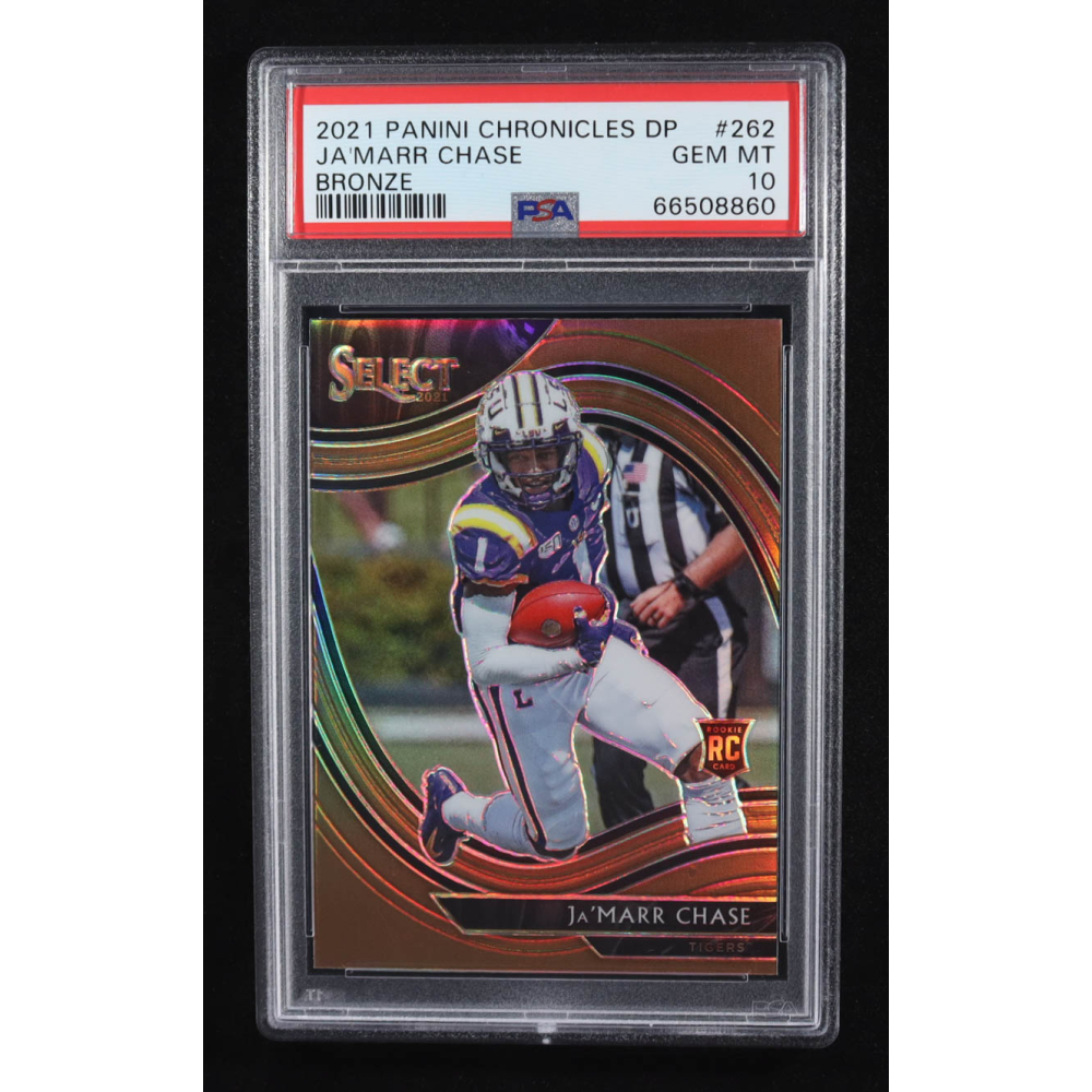 Ja'Marr Chase 2021 Panini Chronicles Draft Picks Select Bronze #262 RC (PSA 10) at PristineAuction.com