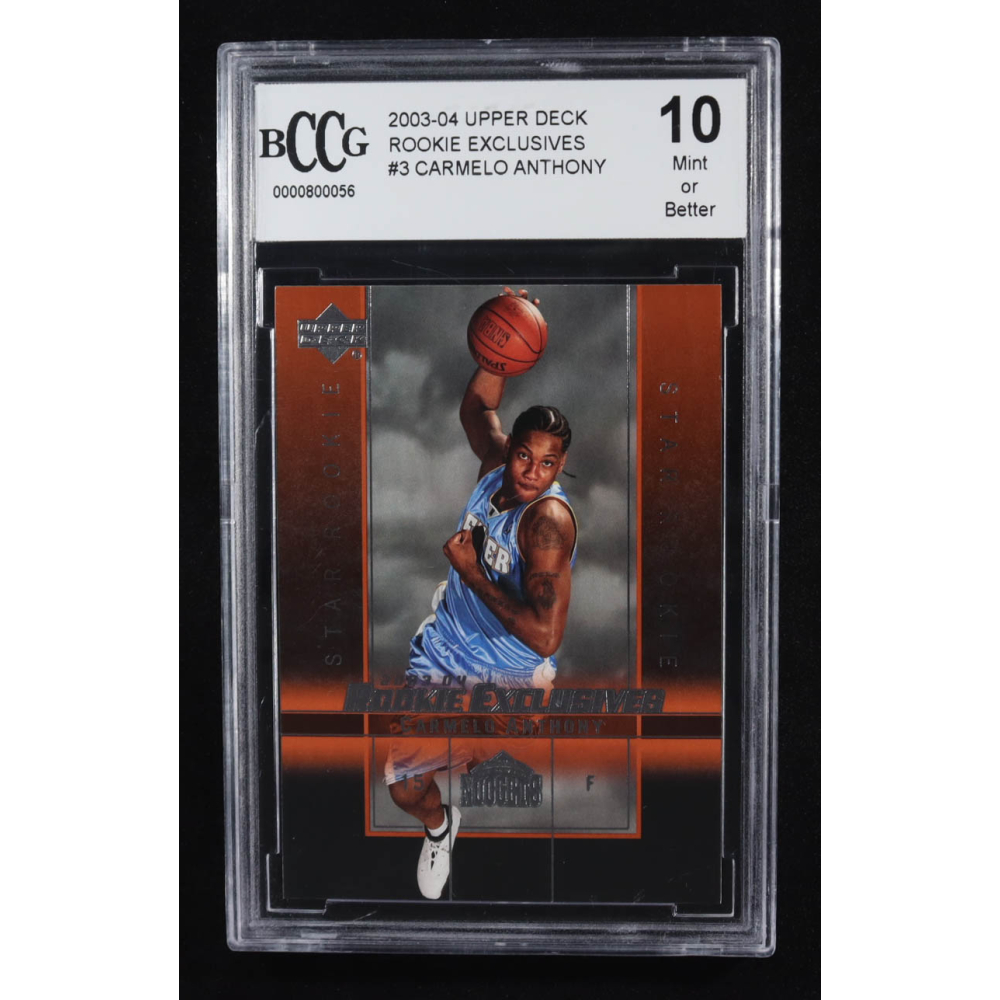 Carmelo Anthony 2003-04 Upper Deck Rookie Exclusives #3 RC (BCCG 10) at PristineAuction.com