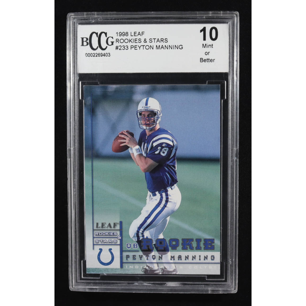 Peyton Manning 1998 Leaf Rookies and Stars #233 RC (BCCG 10) at PristineAuction.com