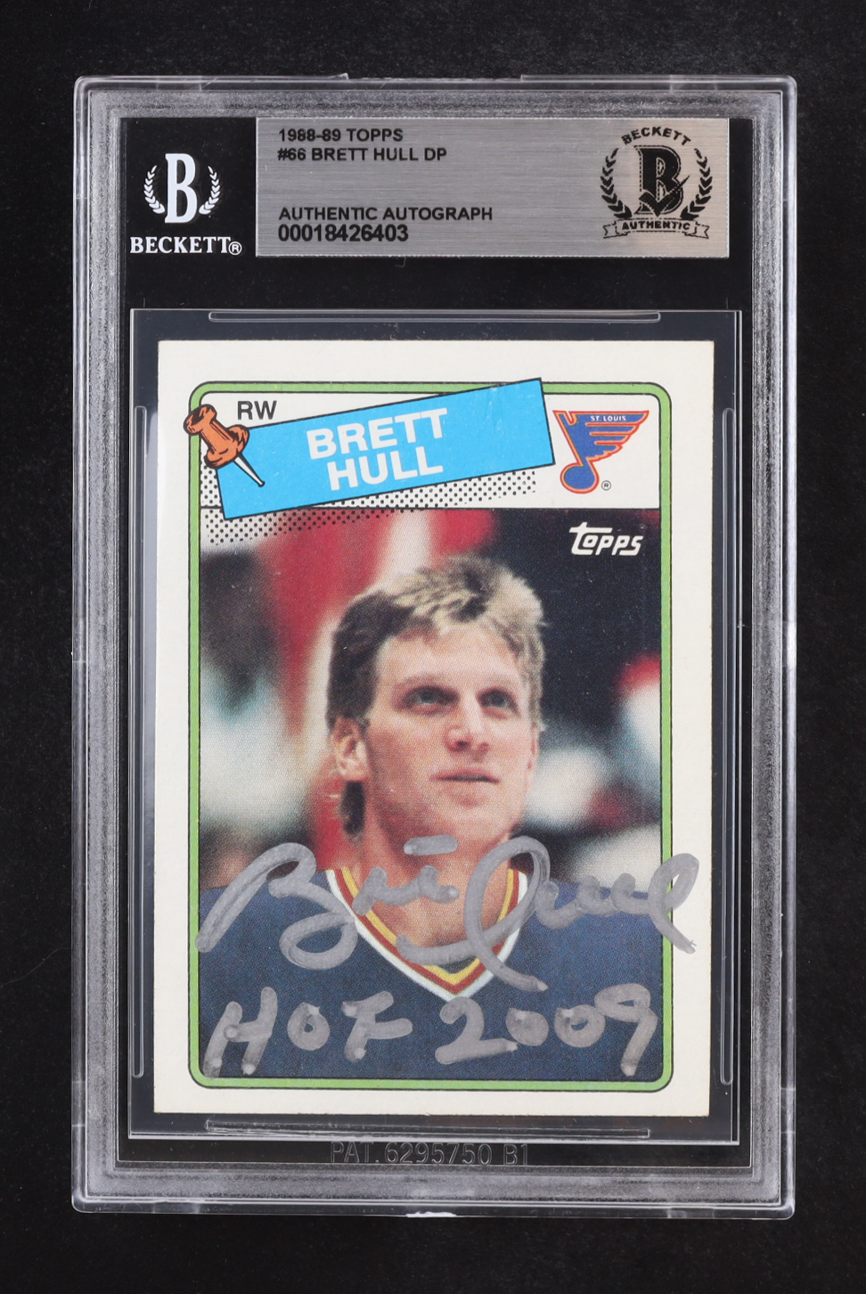 Brett Hull Signed 1988-89 Topps #66 DP RC Inscribed "HOF 2009" (Beckett | Auto Grade BGS Authentic) at PristineAuction.com Brett Hull Signed 1988-89 Topps #66 DP RC Inscribed "HOF 2009" (Beckett | Auto Grade BGS Authentic) at PristineAuction.com