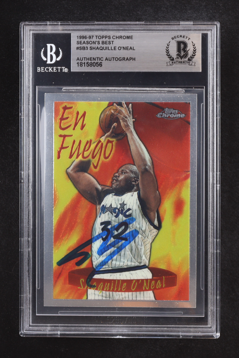 Shaquille O'Neal Signed 1996-97 Topps Chrome Season's Best #SB3 (Beckett | Auto Grade BGS Authentic) at PristineAuction.com Shaquille O'Neal Signed 1996-97 Topps Chrome Season's Best #SB3 (Beckett | Auto Grade BGS Authentic) at PristineAuction.com