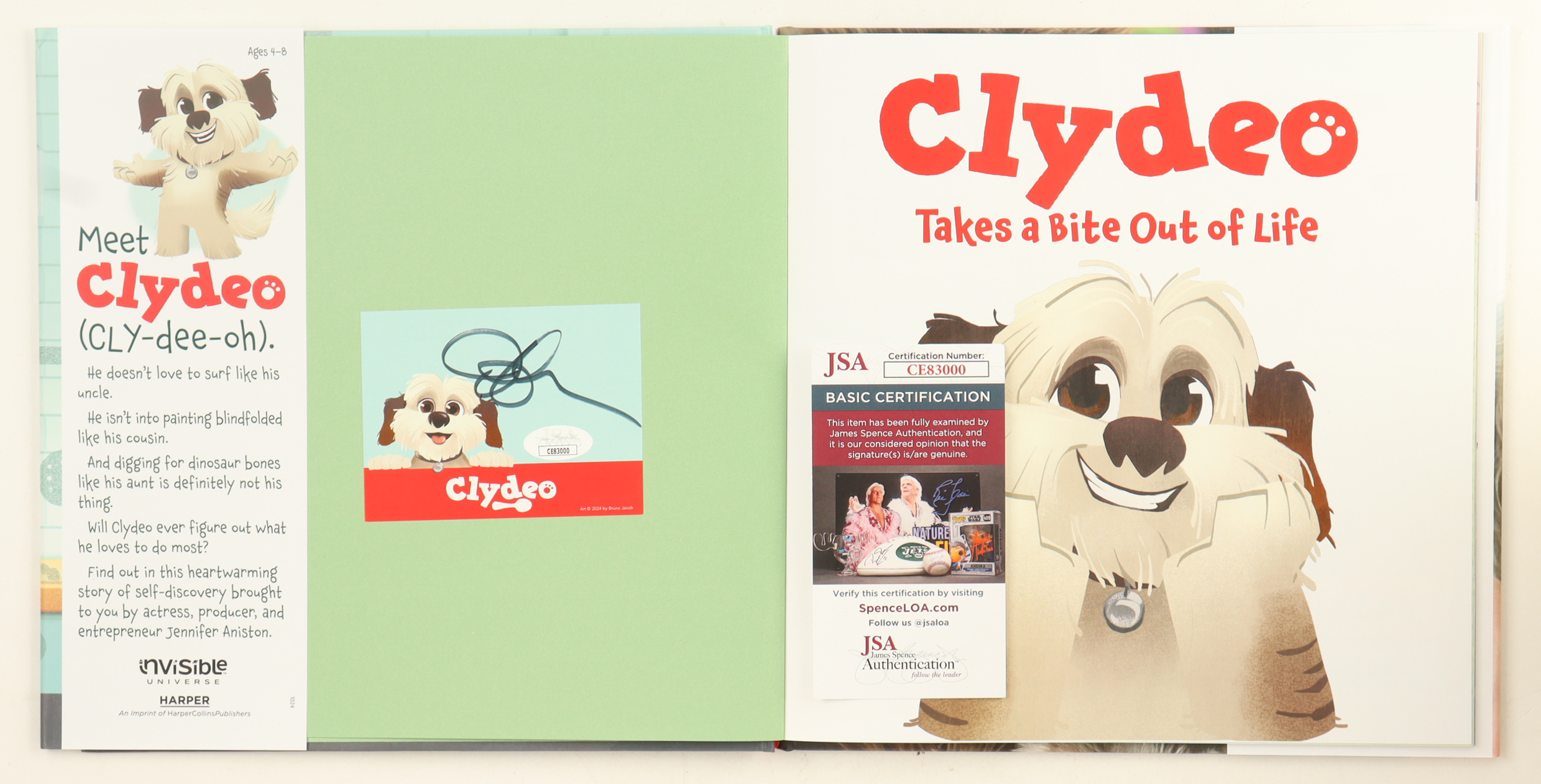 Jennifer Anniston Signed "Clydeo Takes a Bite Out of Life" Hardcover Book (JSA) at PristineAuction.com Jennifer Anniston Signed "Clydeo Takes a Bite Out of Life" Hardcover Book (JSA) at PristineAuction.com
