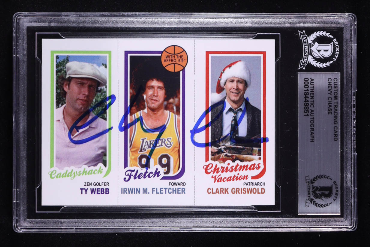 Chevy Chase Signed Caddyshack / Fletch / Christmas Vacation Custom Trading Card (BGS | Auto Grade BGS 10) at PristineAuction.com Chevy Chase Signed Caddyshack / Fletch / Christmas Vacation Custom Trading Card (BGS | Auto Grade BGS 10) at PristineAuction.com