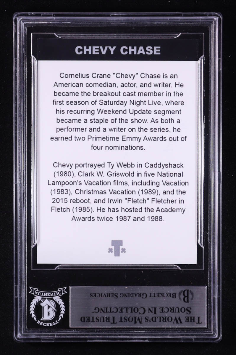 Chevy Chase Signed Caddyshack / Fletch / Christmas Vacation Custom Trading Card (BGS | Auto Grade BGS 10) at PristineAuction.com Chevy Chase Signed Caddyshack / Fletch / Christmas Vacation Custom Trading Card (BGS | Auto Grade BGS 10) at PristineAuction.com