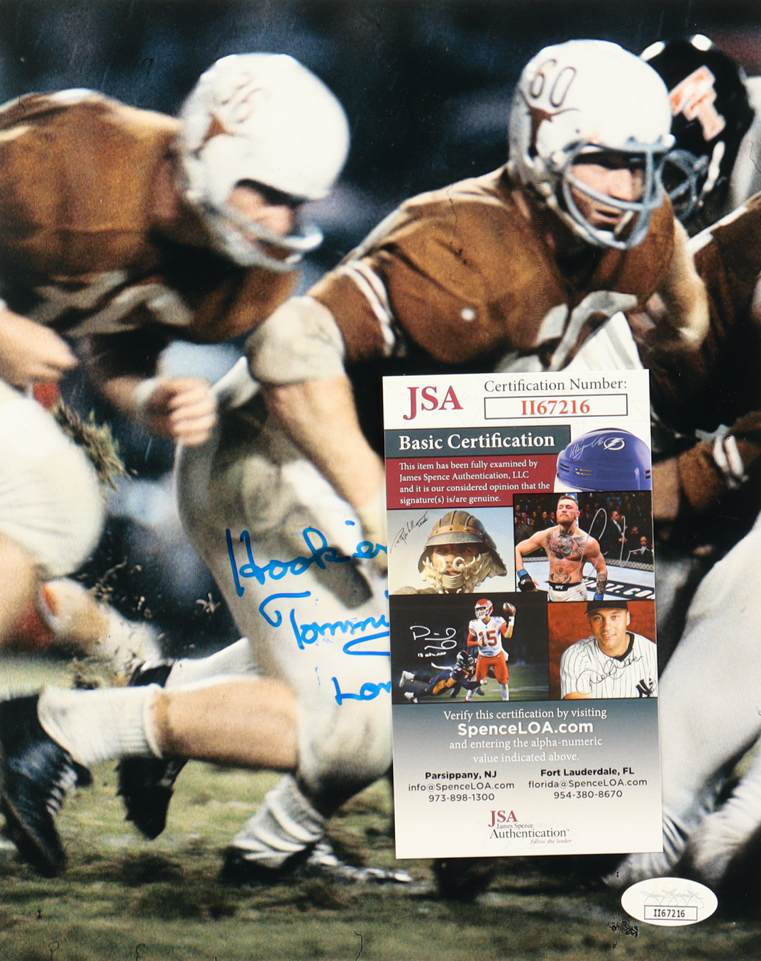 Tommy Nobis Signed Texas Longhorns 8x10 Photo with Extensive Inscription (JSA) at PristineAuction.com Tommy Nobis Signed Texas Longhorns 8x10 Photo with Extensive Inscription (JSA) at PristineAuction.com